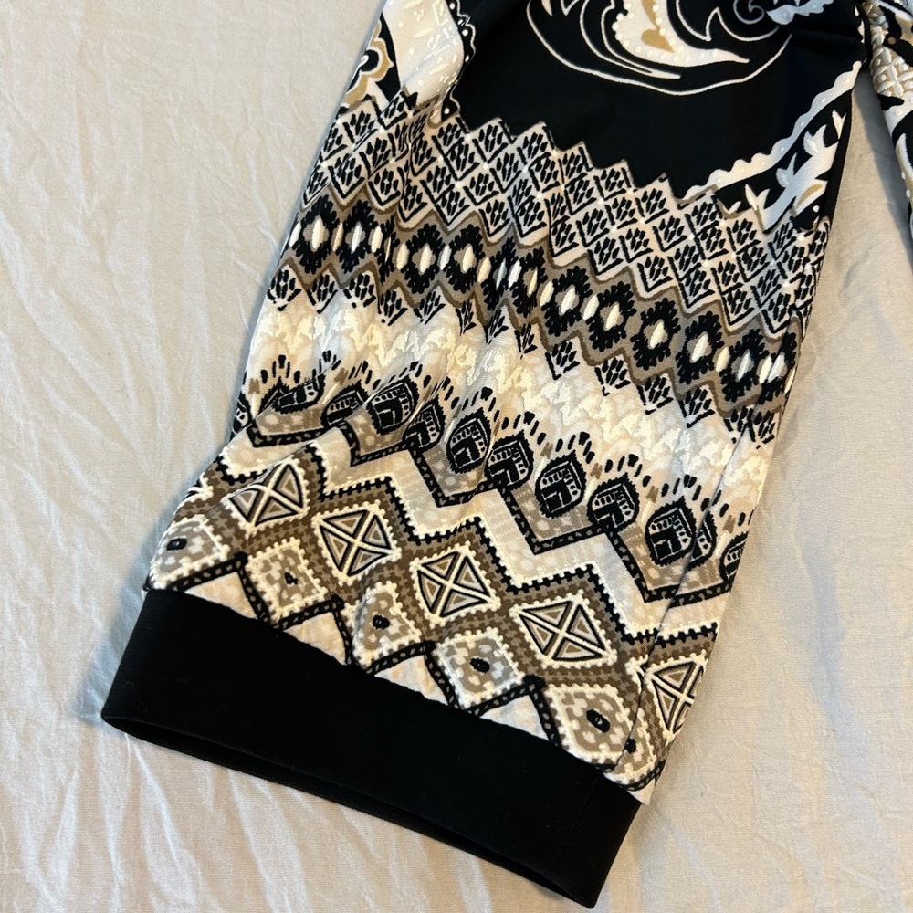Joseph Ribkoff Black and Gold Patterned Top - Picture 5 of 6